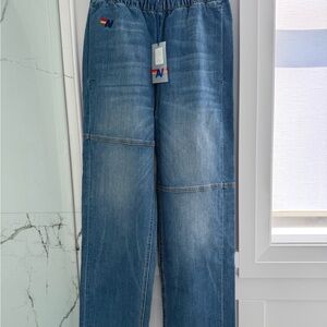 Aviator Nation Blue Denim Jeans with Logo Size Small- NWT